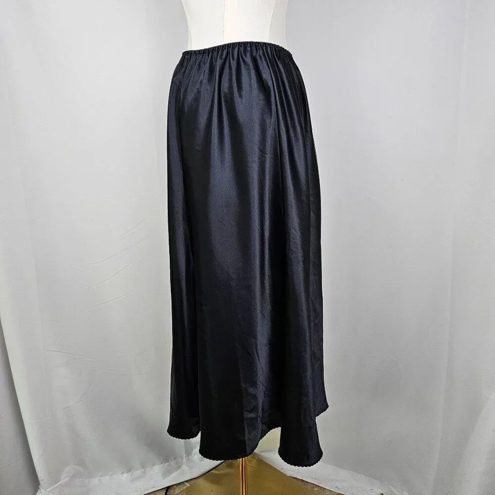 Judith Hart Black Full-Length Slip Skirt XL Vintage Polyester - Picture 2 of 10